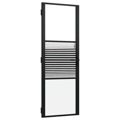 Glass Door Striped Black 76 x 3.5 x 201.5 cm Aluminium