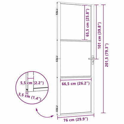 Glass Door Striped Black 76 x 3.5 x 201.5 cm Aluminium
