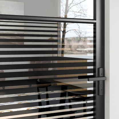 Glass Door Striped Black 83 x 3.5 x 201.5 cm Aluminium