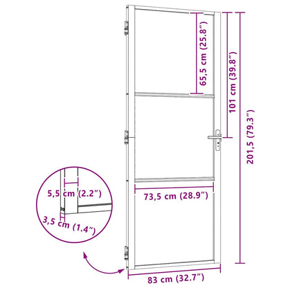 Glass Door Striped Black 83 x 3.5 x 201.5 cm Aluminium