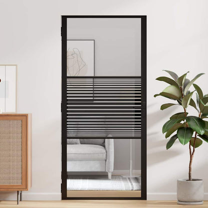 Glass Door Striped Black 93 x 3.5 x 201.5 cm Aluminium