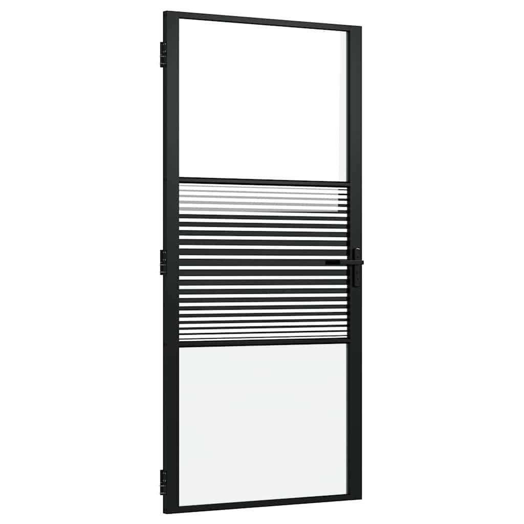 Glass Door Striped Black 93 x 3.5 x 201.5 cm Aluminium