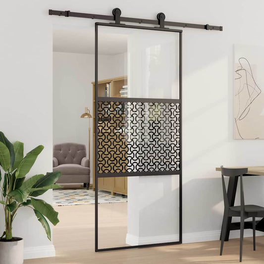 Glass Door 90 x 2 x 205 cm Aluminium Black