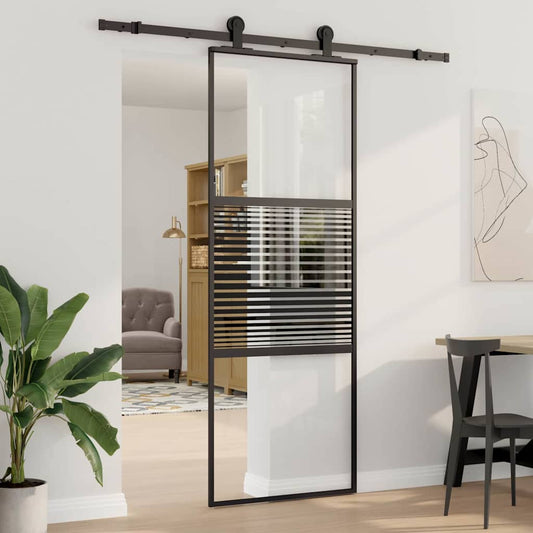 Glass Door 76 x 2 x 205 cm Aluminium Black