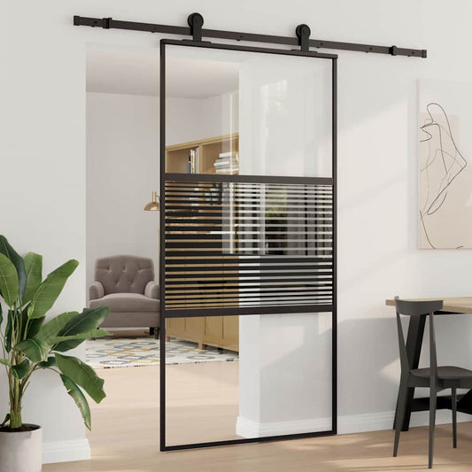 Glass Door 102.5 x 2 x 205 cm Aluminium Black