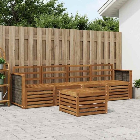 Outdoor Sofa Set 5 pcs Natural Solid Acacia Wood