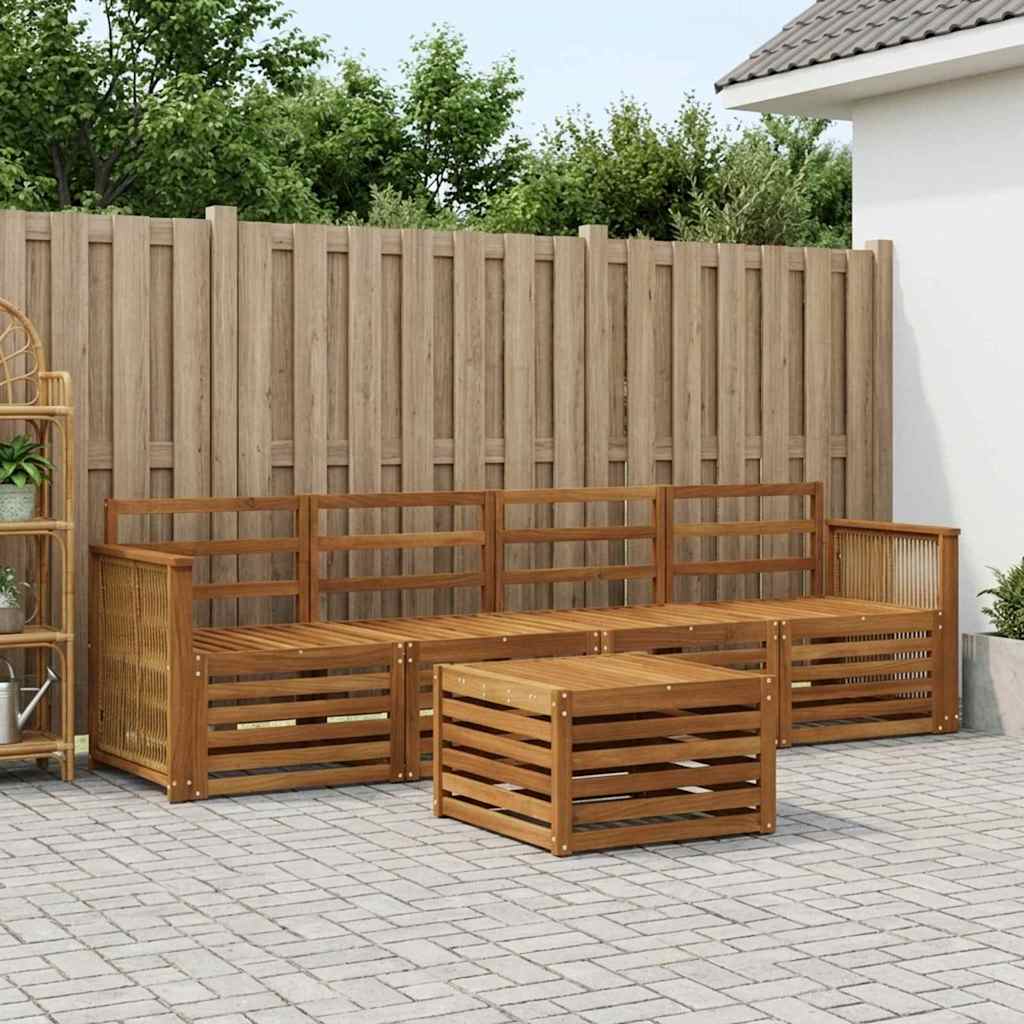 Outdoor Sofa Set 5 pcs Natural Solid Acacia Wood