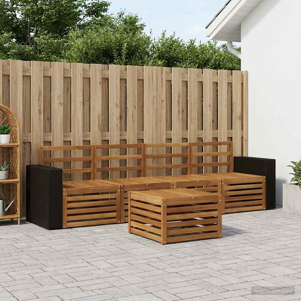 Outdoor Sofa Set 5 pcs Natural Solid Acacia Wood
