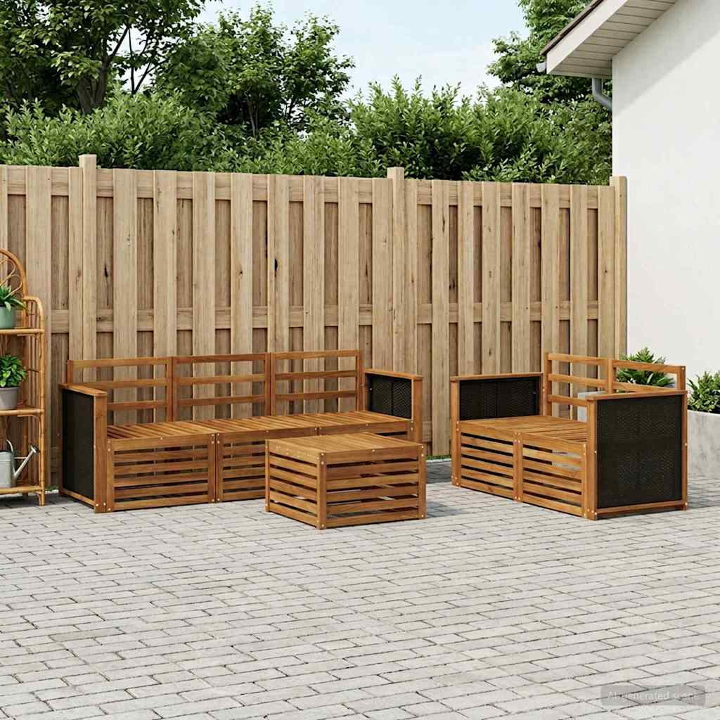 Outdoor Sofa Set 6 pcs Natural Solid Acacia Wood