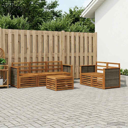 Outdoor Sofa Set 6 pcs Natural Solid Acacia Wood