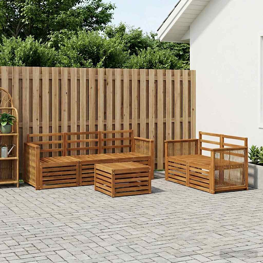 Outdoor Sofa Set 6 pcs Natural Solid Acacia Wood