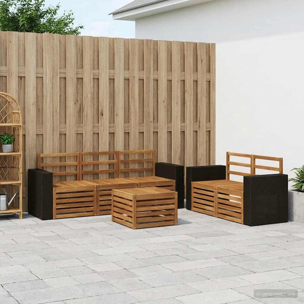 Outdoor Sofa Set 6 pcs Natural Solid Acacia Wood