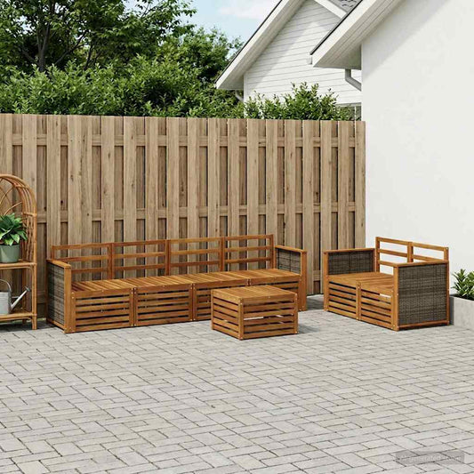 Outdoor Sofa Set 7 pcs Natural Solid Acacia Wood
