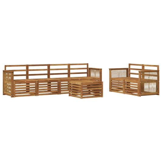 Outdoor Sofa Set 7 pcs Natural Solid Acacia Wood
