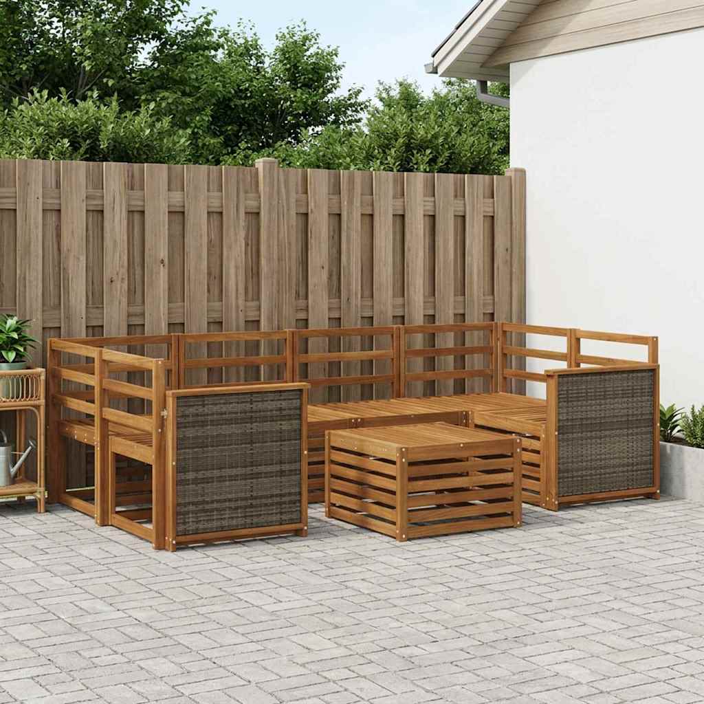 Outdoor Sofa Set 7 pcs Natural Solid Acacia Wood