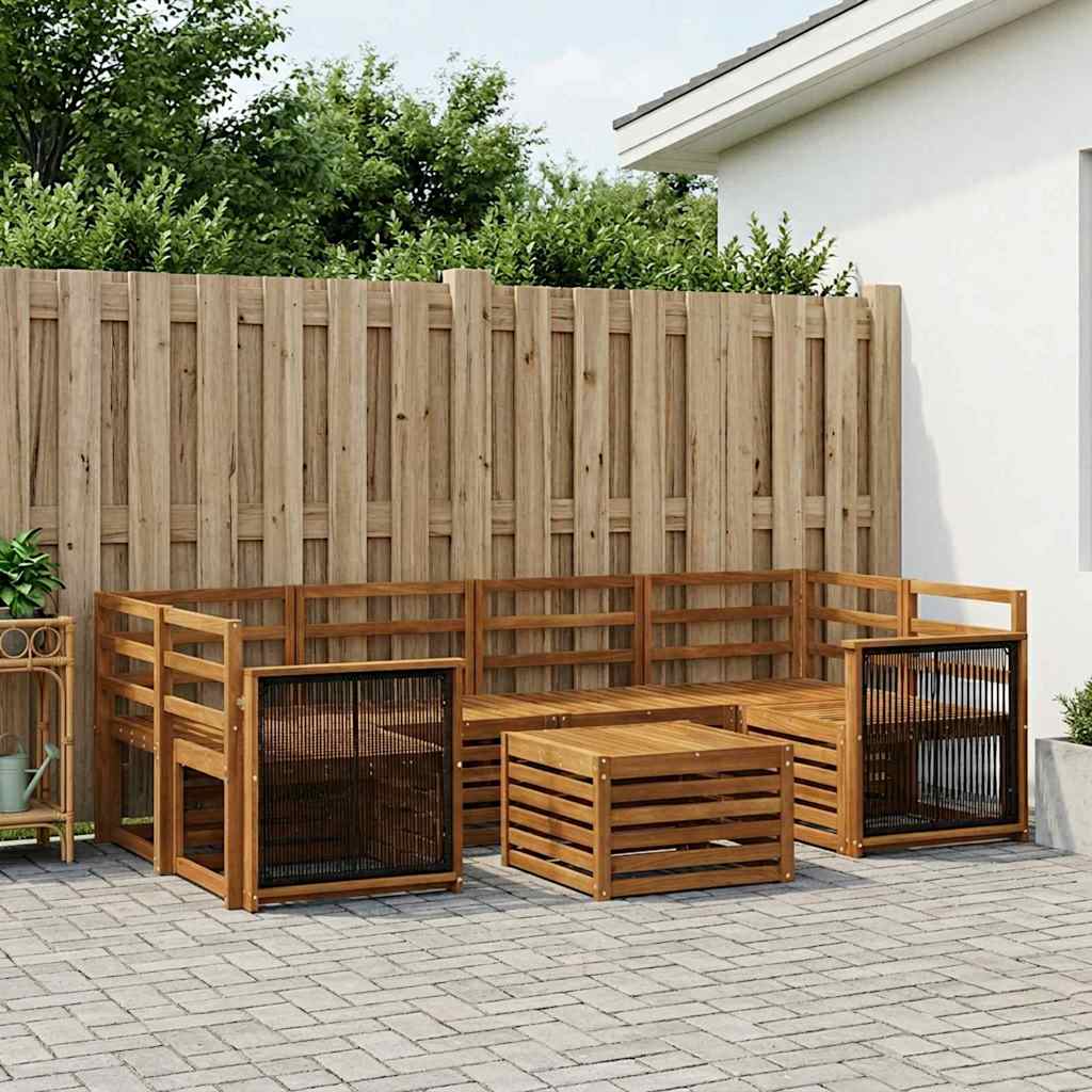 Outdoor Sofa Set 7 pcs Natural Solid Acacia Wood
