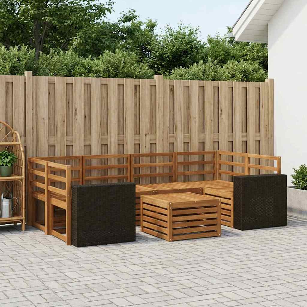 Outdoor Sofa Set 7 pcs Natural Solid Acacia Wood