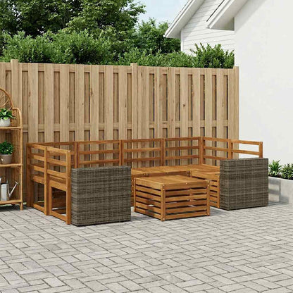 Outdoor Sofa Set 7 pcs Natural Solid Acacia Wood