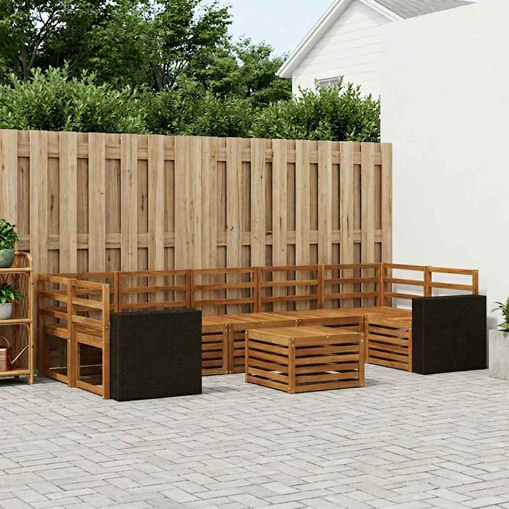 Outdoor Sofa Set 8 pcs Natural Solid Acacia Wood