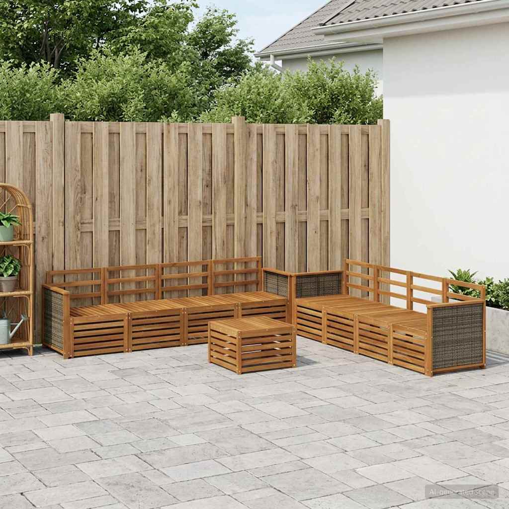Outdoor Sofa Set 9 pcs Natural