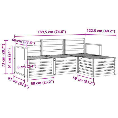 Outdoor Sofa Set 4 pcs Natural