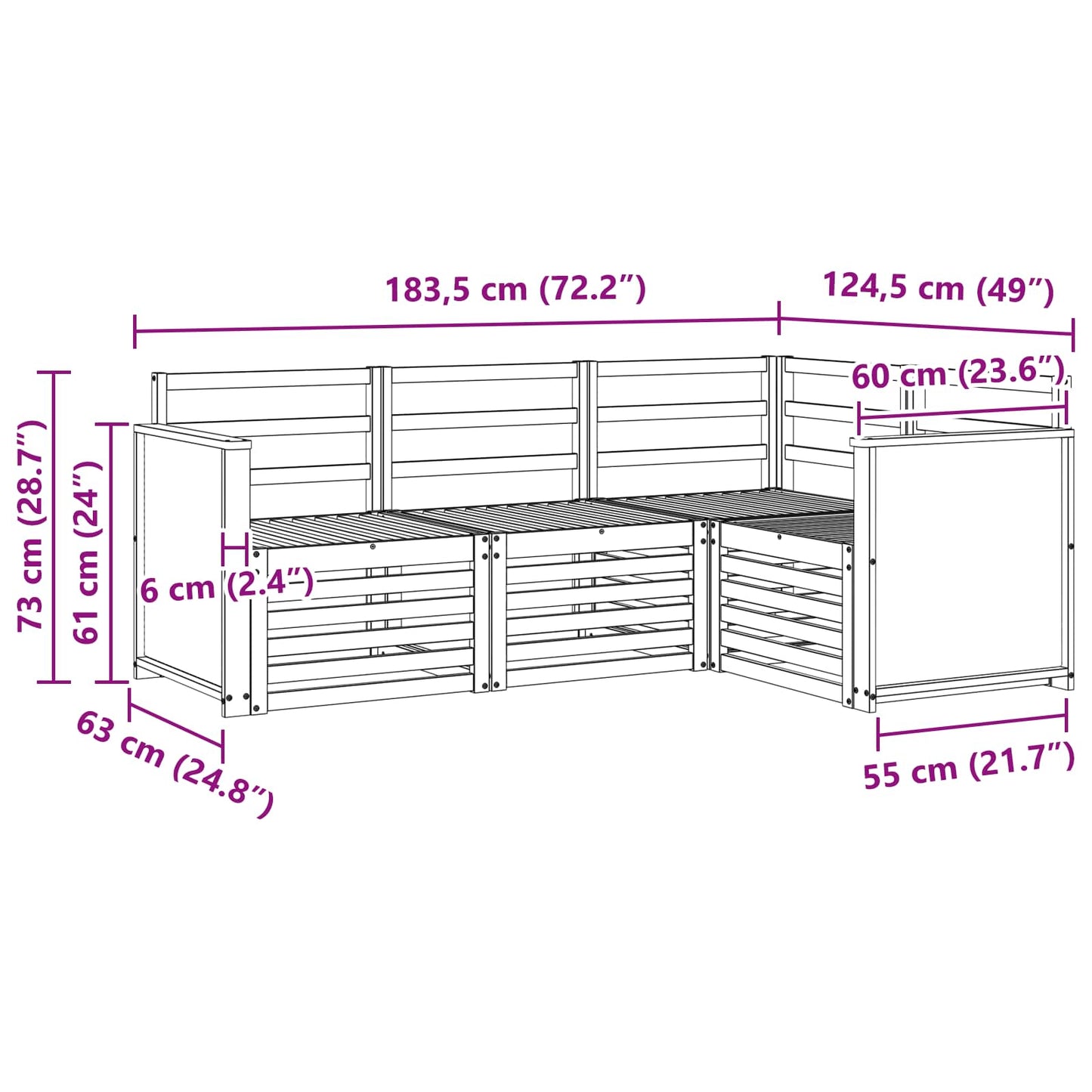 Sofa Sets 4 pcs Solid Acacia Wood