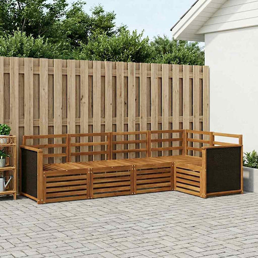 Outdoor Sofa Set 4 pcs Natural Solid Acacia Wood