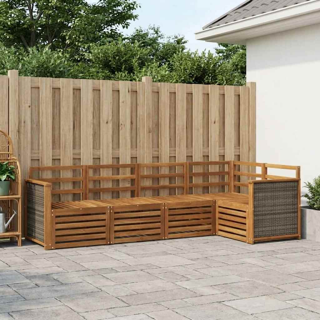 Outdoor Sofa Set 4 pcs Natural Solid Acacia Wood