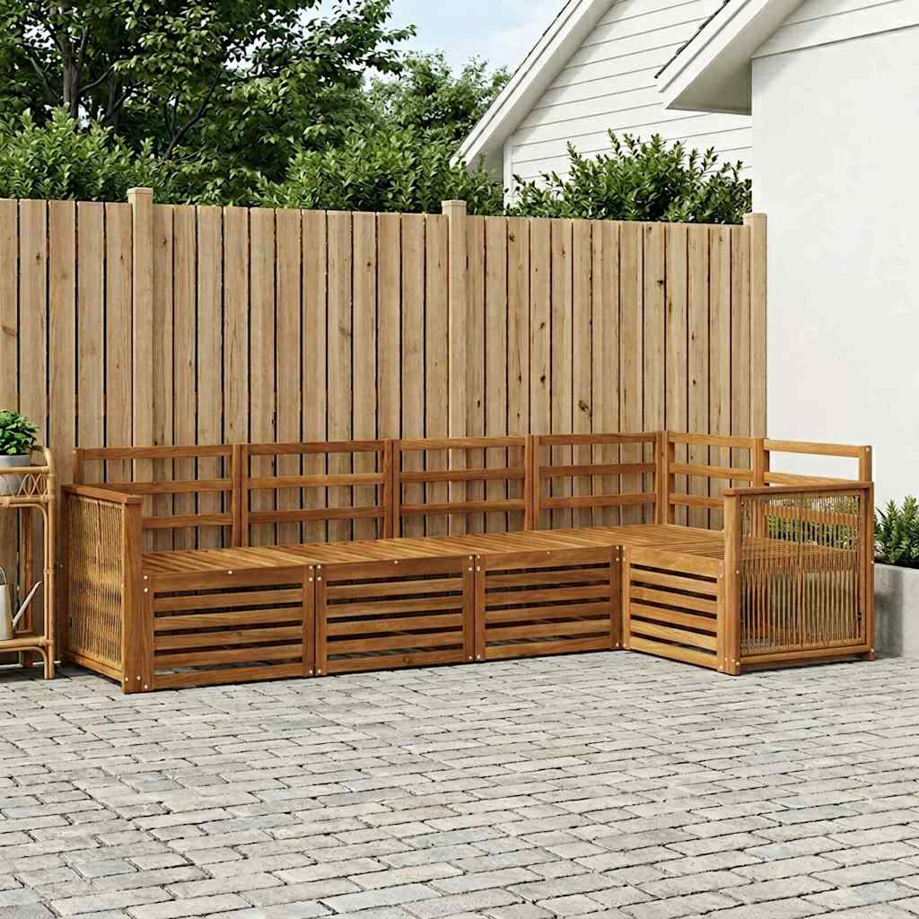 Sectional Sofa Set 4 pcs Natural Solid Acacia Wood