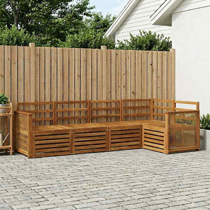 Sectional Sofa Set 4 pcs Natural Solid Acacia Wood