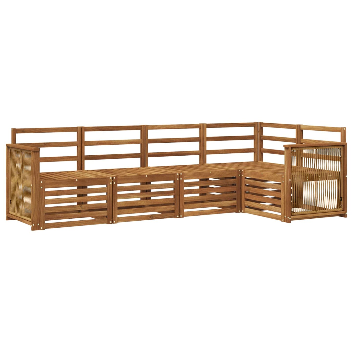 Sectional Sofa Set 4 pcs Natural Solid Acacia Wood