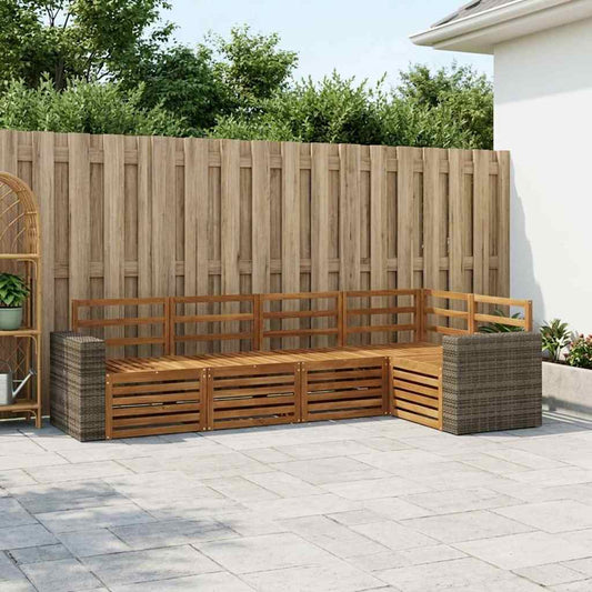 Outdoor Sofa Set 5 pcs Natural Polyester