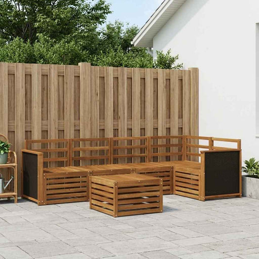 Outdoor Sofa Set 5 pcs Natural Solid Acacia Wood