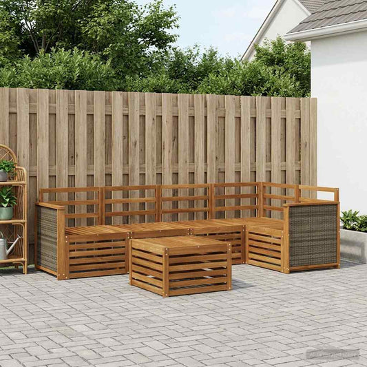 Outdoor Sofa Set 5 pcs Natural Solid Acacia Wood