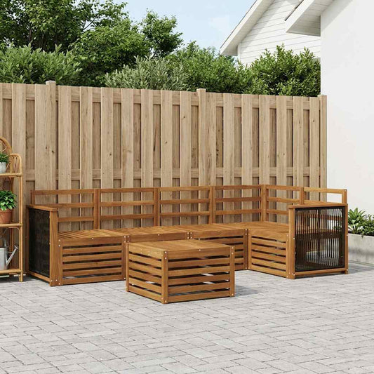 Outdoor Sofa Set 5 pcs Natural Solid Acacia Wood