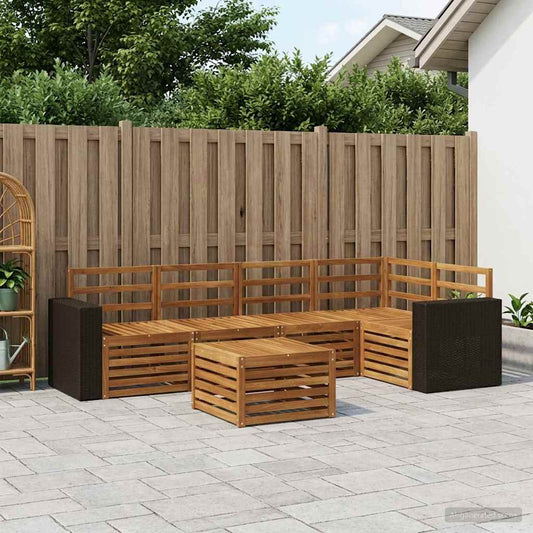 Outdoor Sofa Set 6 pcs Natural Polyester