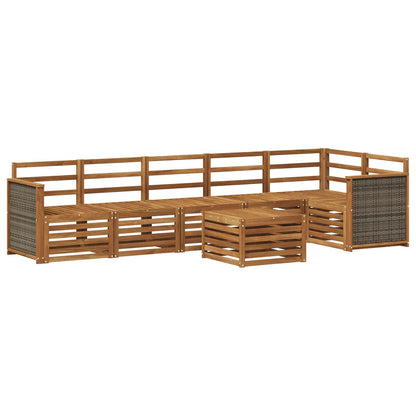 Sectional Sofa Set 6 pcs Natural Solid Acacia Wood
