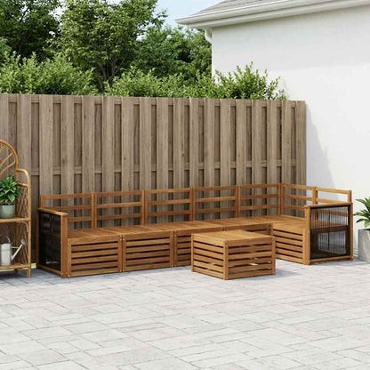 Sectional Sofa Set 6 pcs Natural Solid Acacia Wood