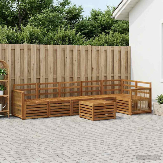 Outdoor Sofa Set 6 pcs Natural Solid Acacia Wood