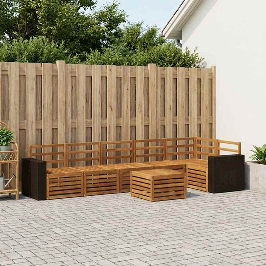 Outdoor Sofa Set 7 pcs Natural Polyester