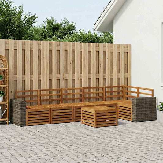 Outdoor Sofa Set 7 pcs Natural Polyester