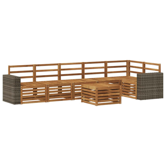 Outdoor Sofa Set 7 pcs Natural Polyester