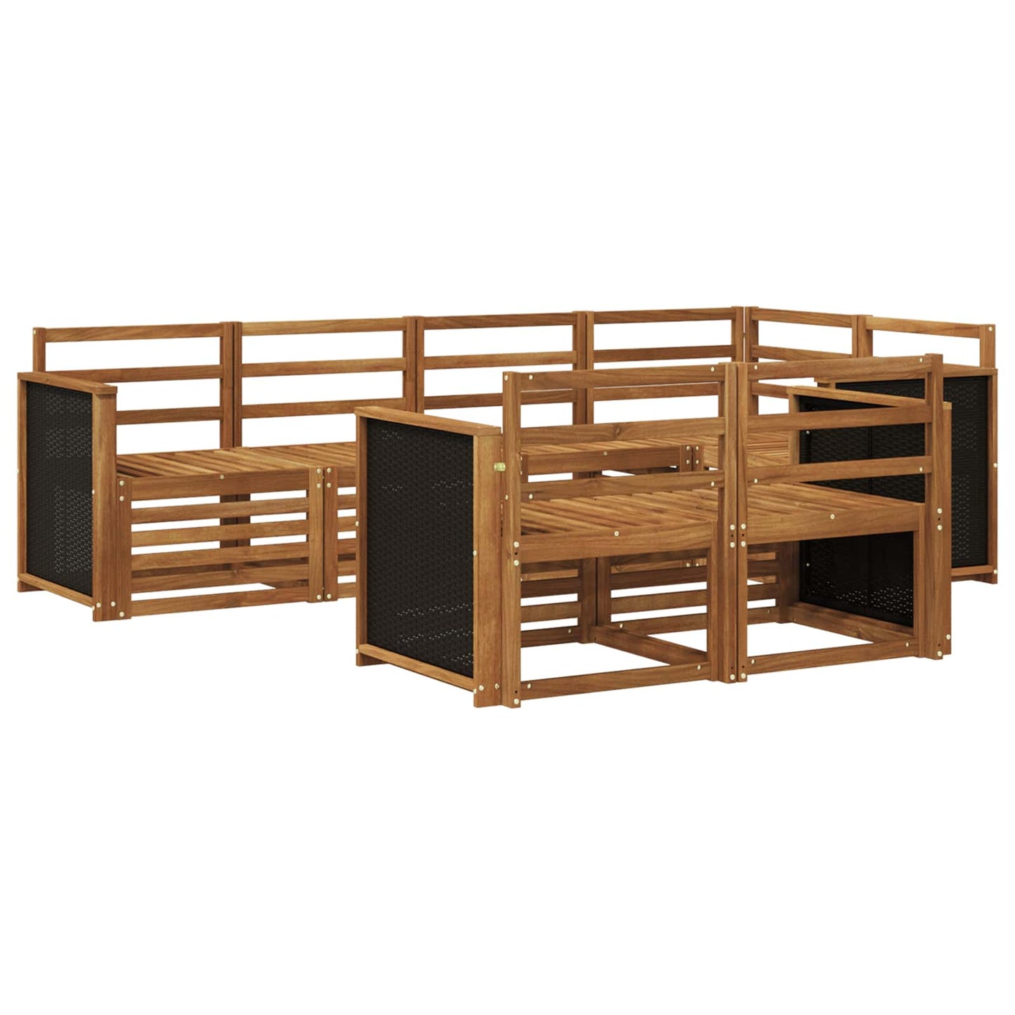 Sectional Sofa Set 6 pcs Natural Solid Acacia Wood