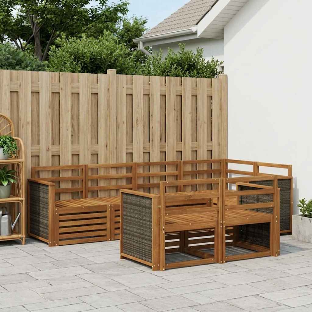 Outdoor Sofa Set 6 pcs Natural Solid Acacia Wood