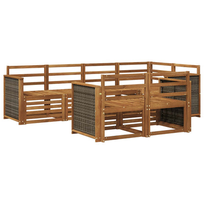 Sectional Sofa Set 6 pcs Natural Solid Acacia Wood