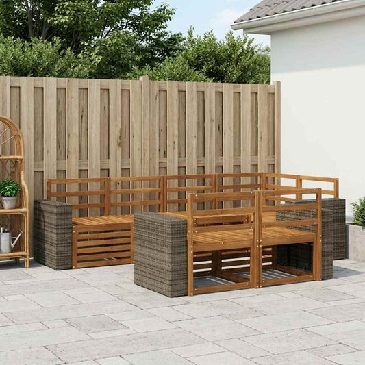 Outdoor Sofa Set 7 pcs Natural Polyester