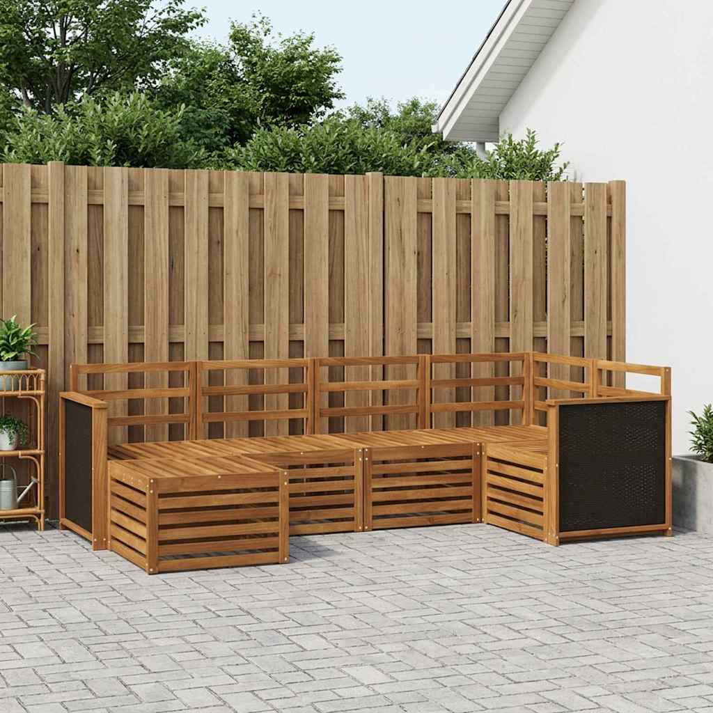 Outdoor Sofa Set 5 pcs Natural Solid Acacia Wood
