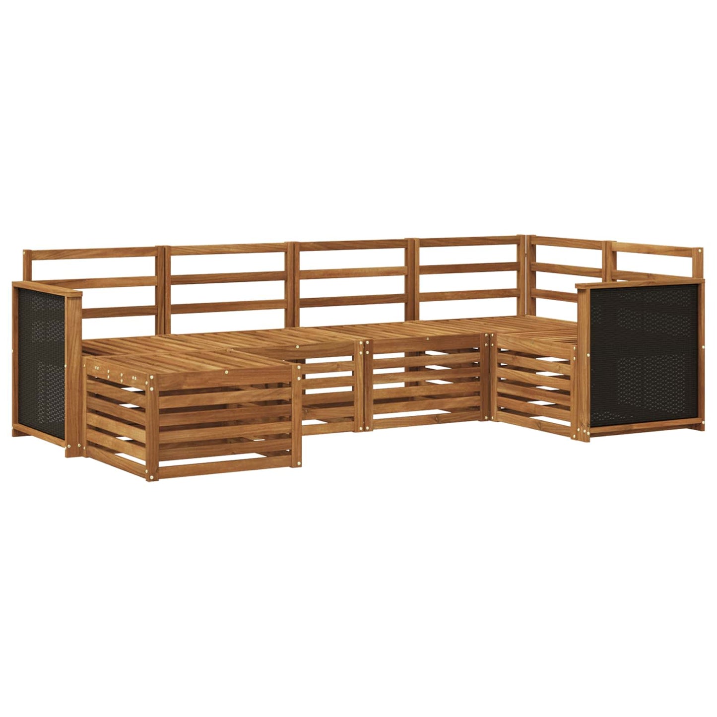 Sectional Sofa Set 5 pcs Natural Solid Acacia Wood