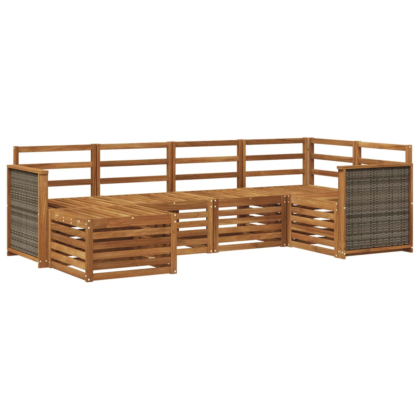 Sectional Sofa Set 5 pcs Natural Solid Acacia Wood