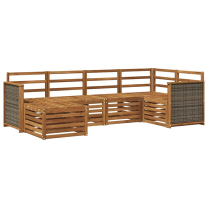 Sectional Sofa Set 5 pcs Natural Solid Acacia Wood